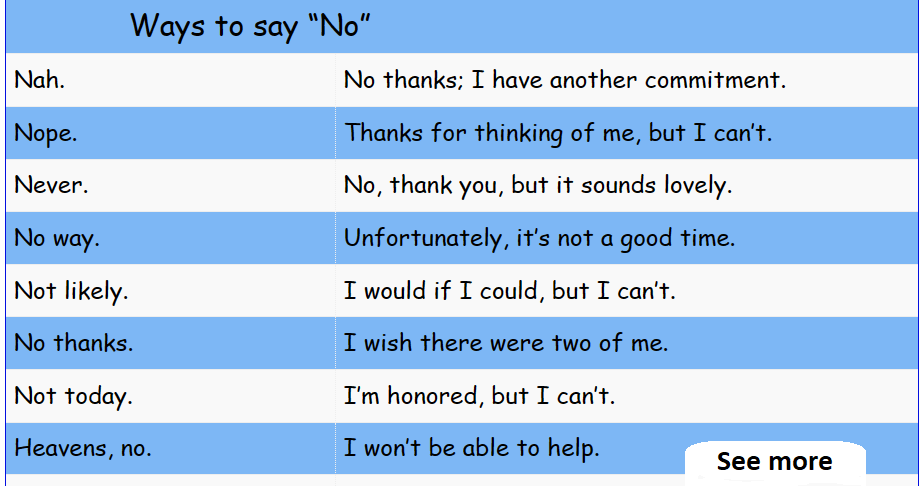 Ways to say no