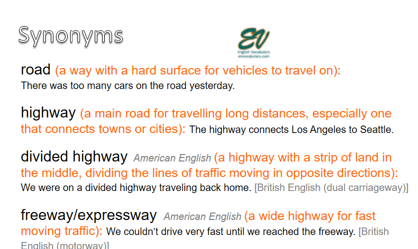 road travel synonyms
