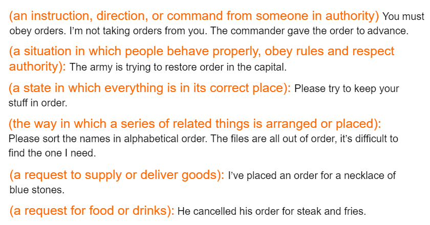 order definition